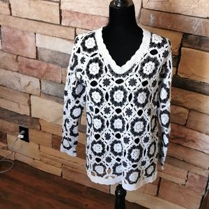 Vintage Black and White crochet sweater.